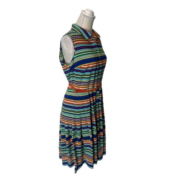 Calvin Klein Bright Stripe Pleated Dress Size 8 - Picture 6 of 17